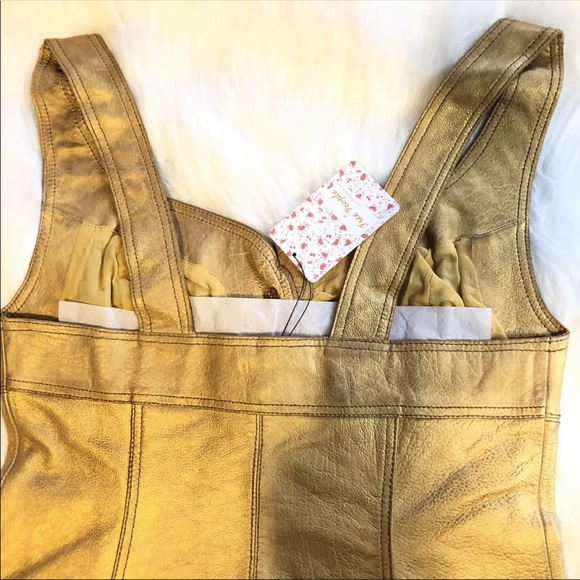 NWT Free People Cow Leather Goldie Mini Dress - Picture 6 of 8